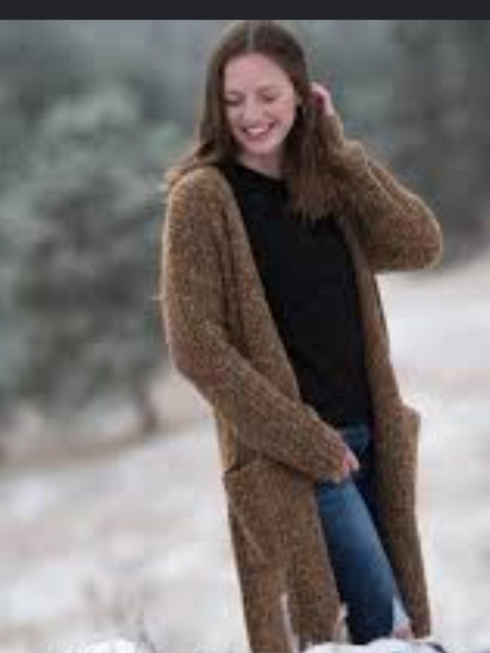 Universal Thread Brown Open-Front Long Cardigan with Pockets Size Small